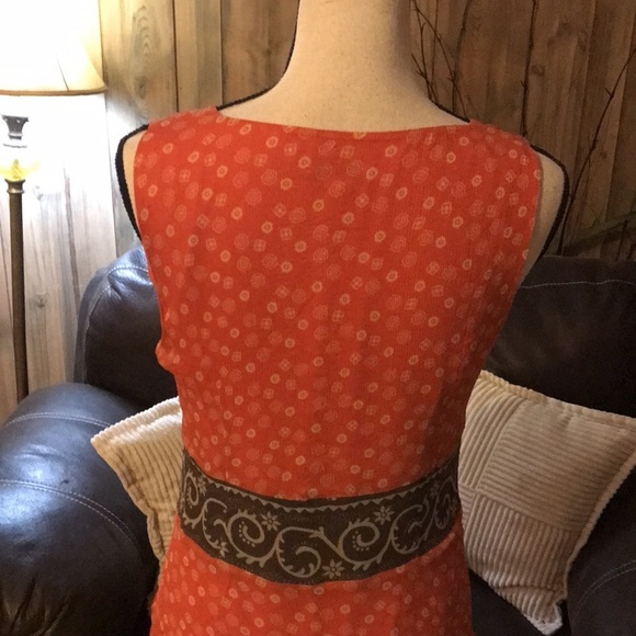 Charter Club Elegant Orange Patterned Sleeveless Silk Dress Size 12P - Picture 5 of 9